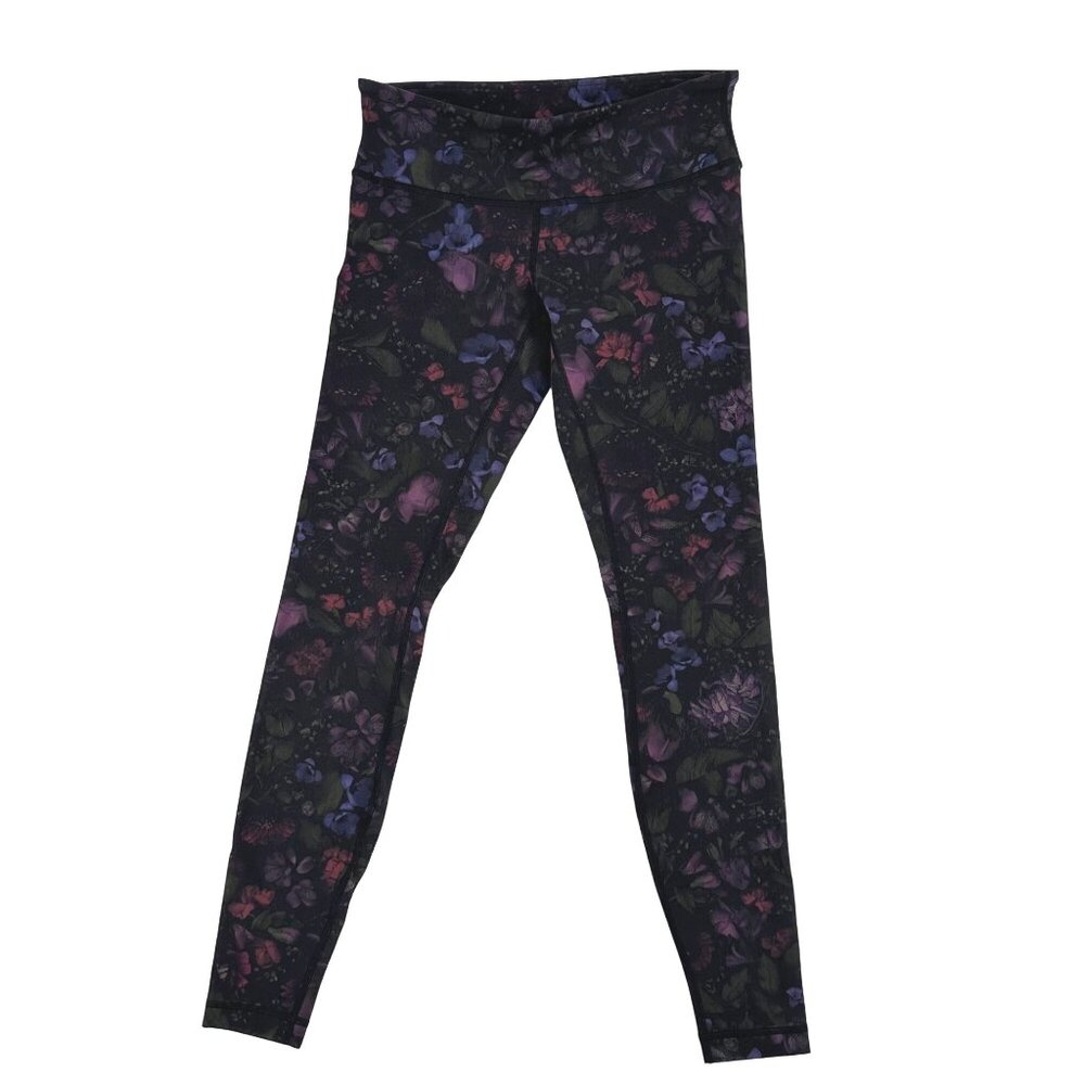 Lululemon Womens Black Multi Colored Floral Print Leggings Size 6
